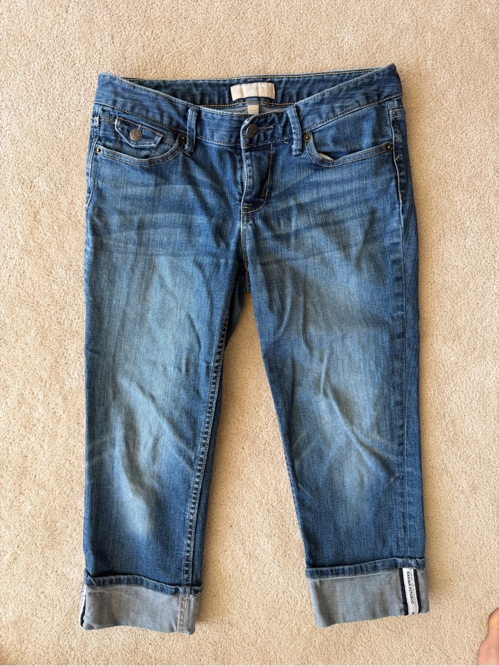 Banana Republic Blue Cropped Roll-Cuff Jeans